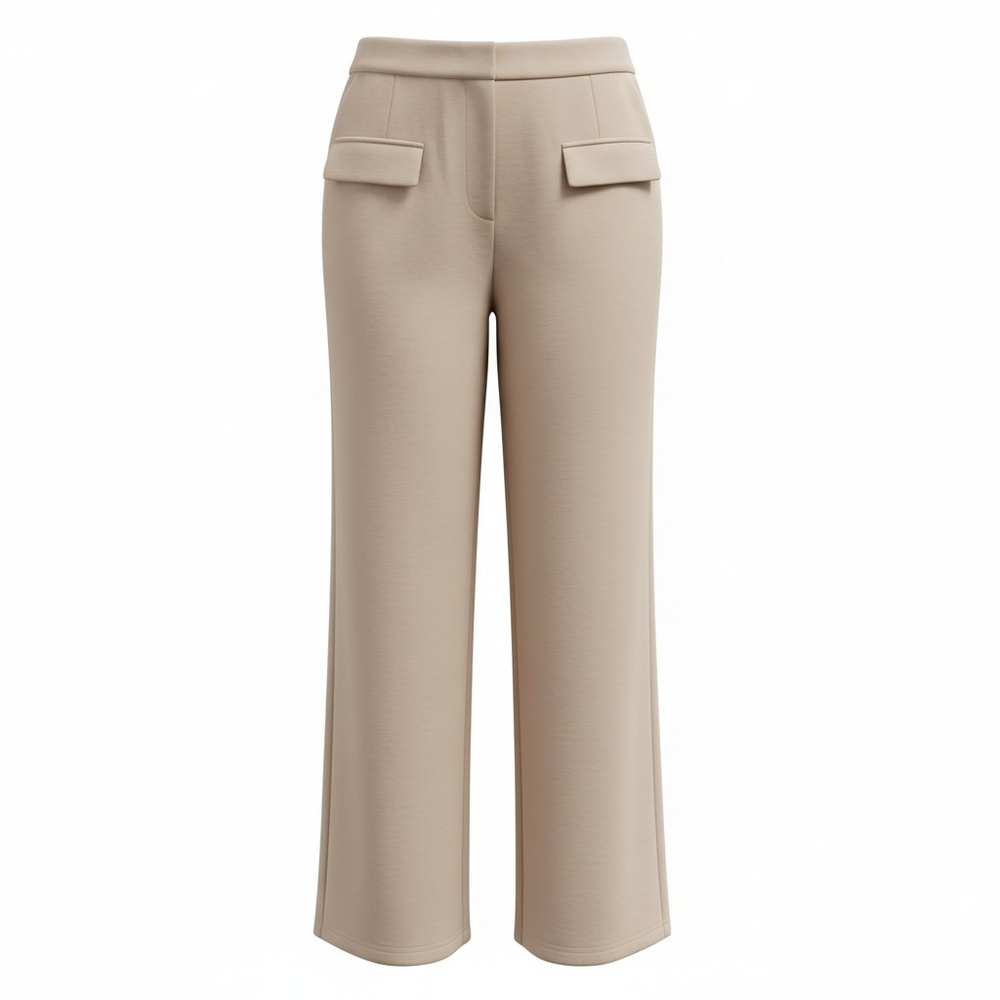 Beige Wide-Leg Women's Pants